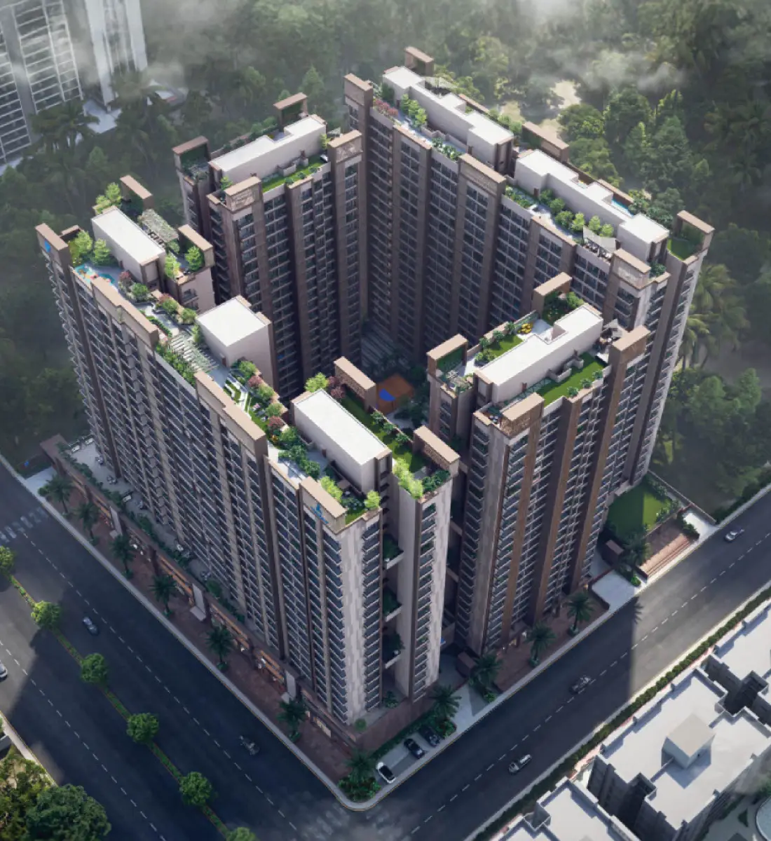 Aerial view of Evara towers in Virar West, artistic impression