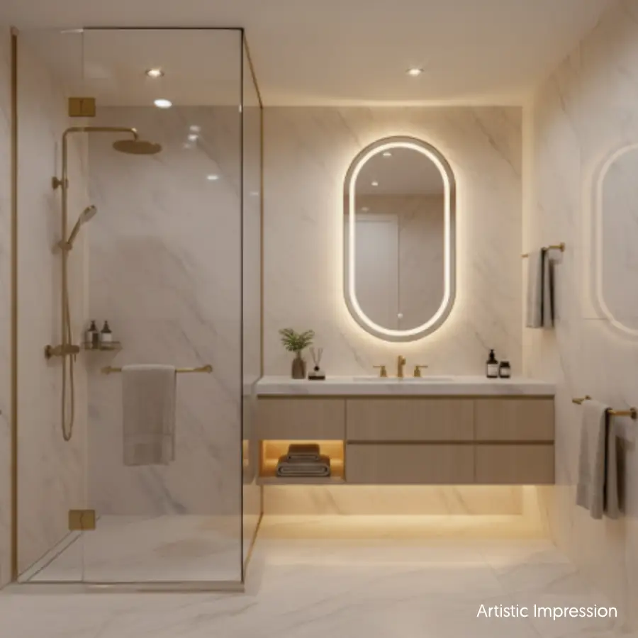 Evara bathroom, artistic impression