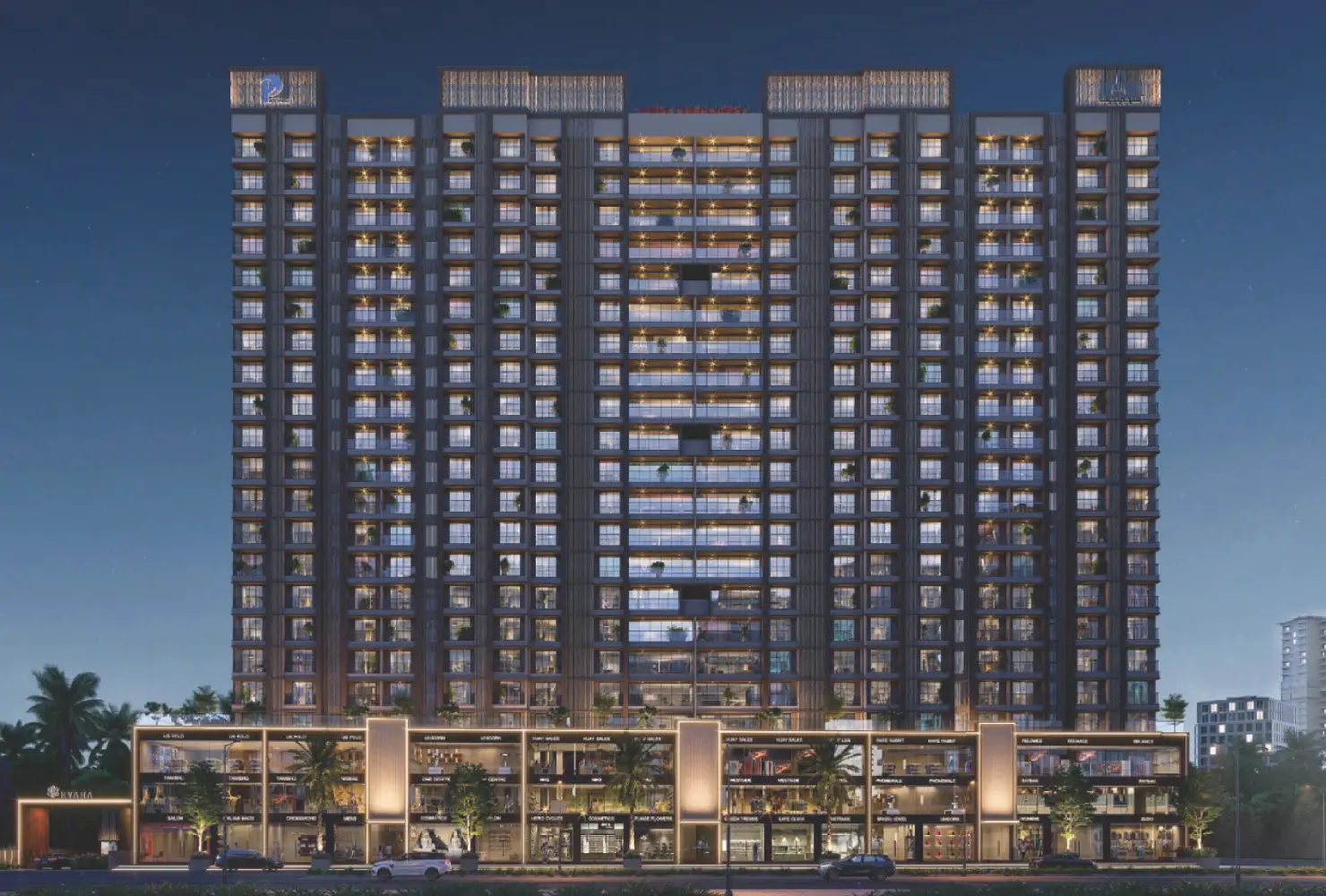Evara front elevation with retail podium, artistic impression